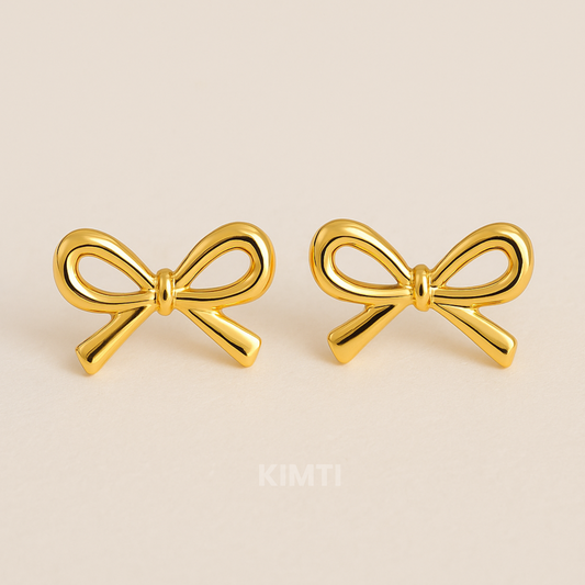 18K Gold Plated Salve Bow-Tiful Bow Stud Earrings