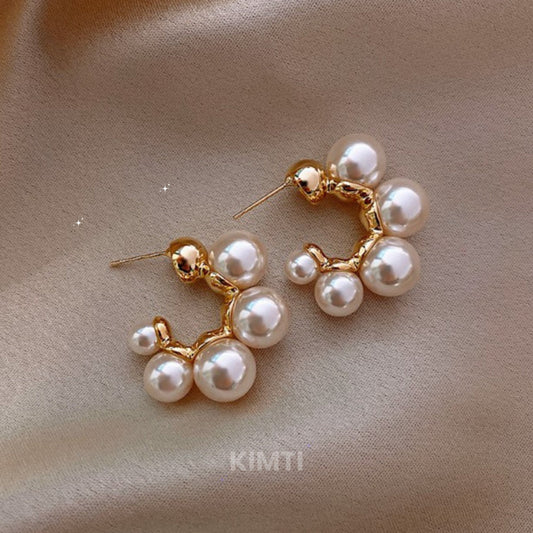 Korean Elegant Pearl Hoop Earring