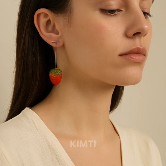 Starry Strawberry Red Drop Earring