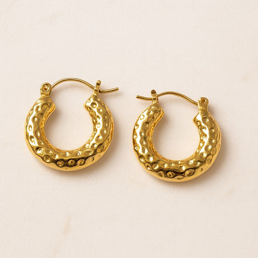 18k gold plated Kimti Textured Gold Hoops earring