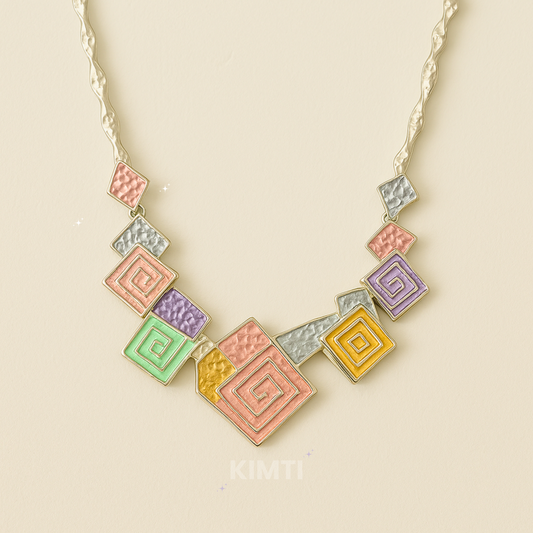 Multicolour Geometric Silver Metallic Necklace