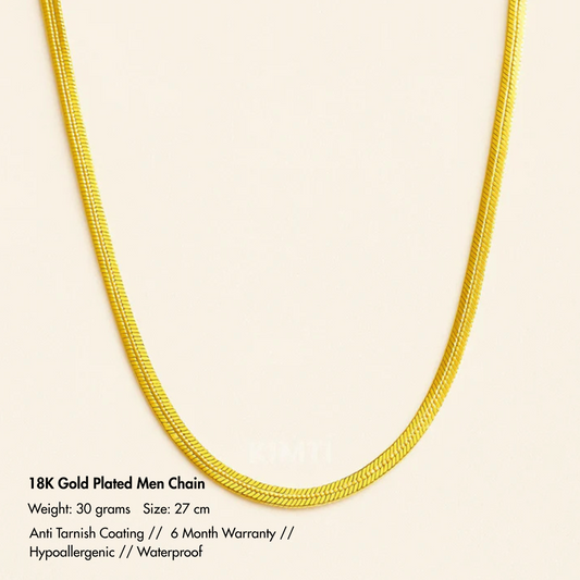 Men-18K Gold Plated Anti Tarnish Medium Size Snake Chain