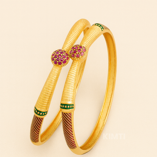 18k Gold Plated Imperial Glow Twin Gem Bangles