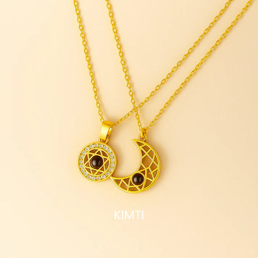 Sun Moon "I Love You" Valentine Couple Necklace