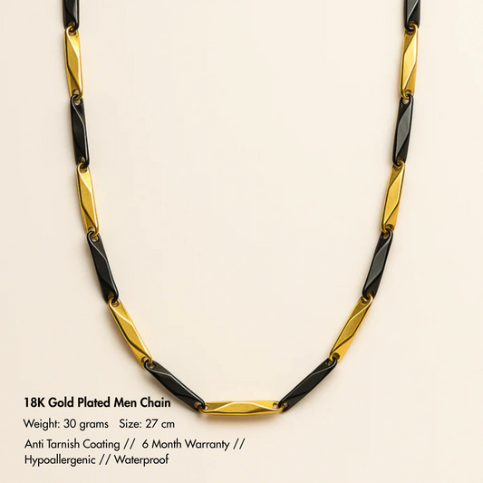 Men-Golden and Black Chain Necklace