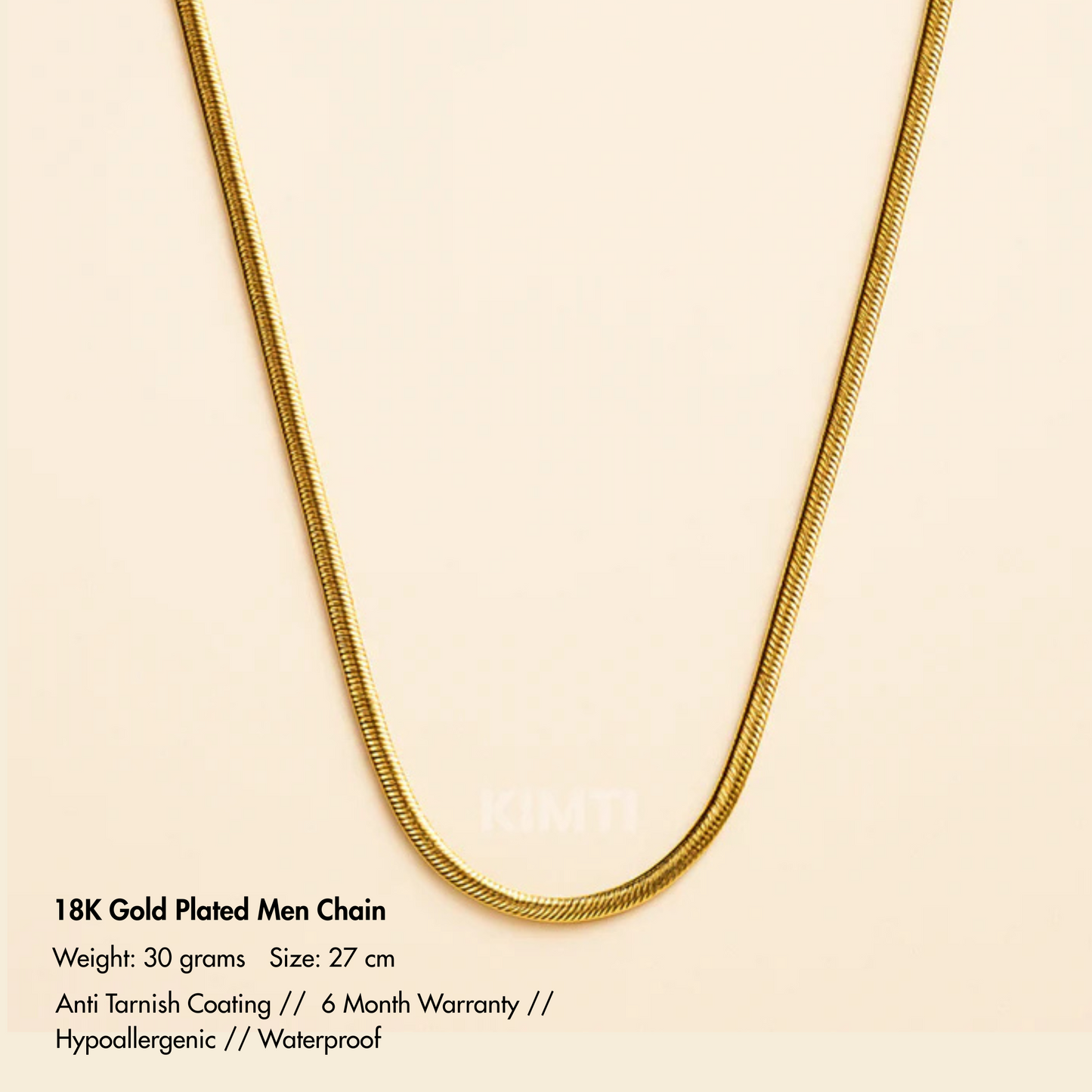 Men-18K Gold plated Anti Tarnsih Small Size Snake  Chain