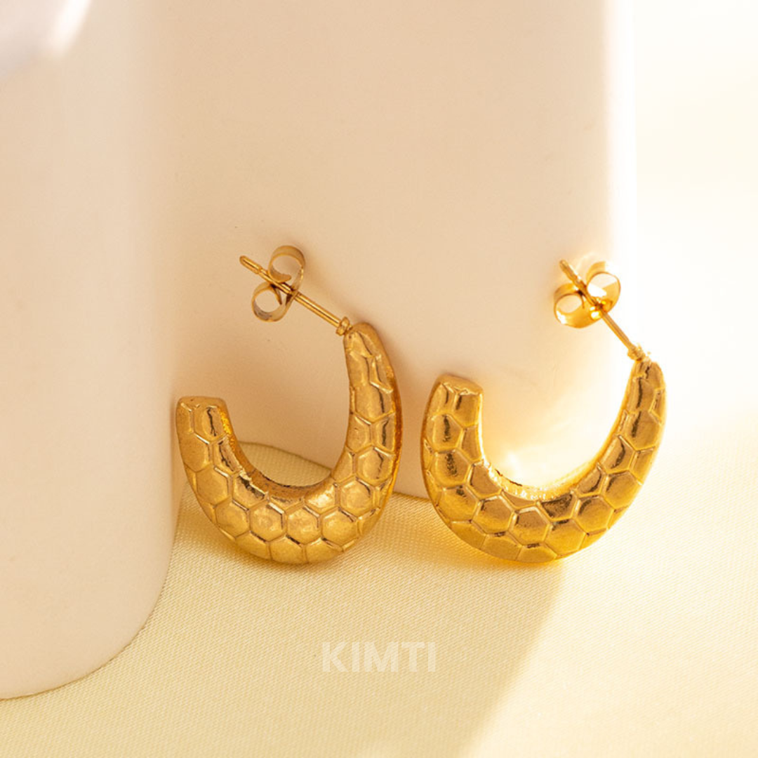 18K Gold Plated Quill Hoop Anti Tarnish Earring