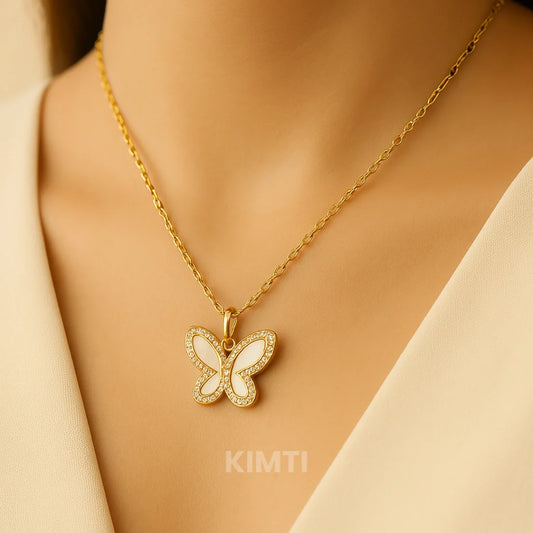 Anti Tarnish Butterfly Pendant Necklace