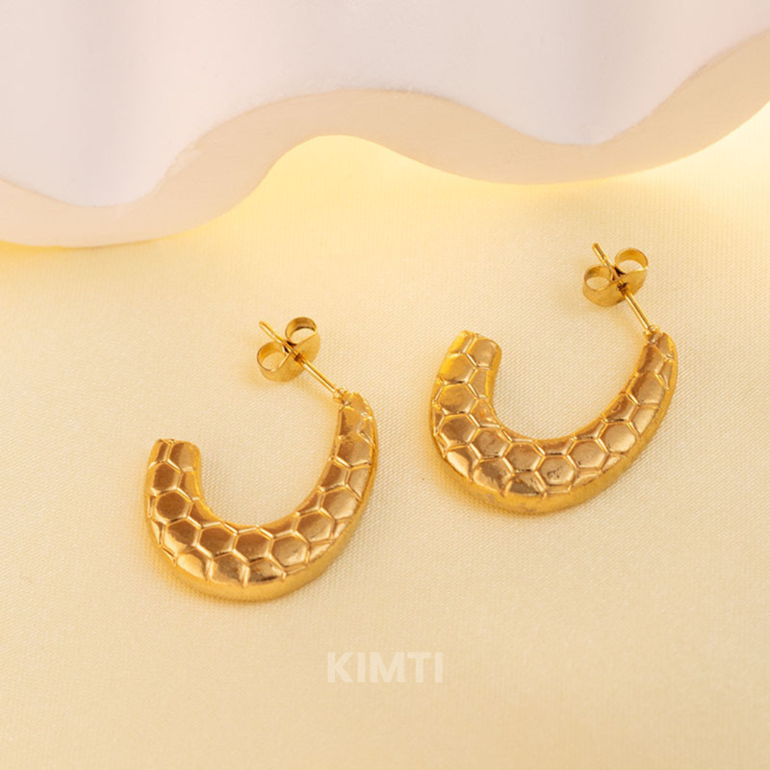 18K Gold Plated Quill Hoop Anti Tarnish Earring