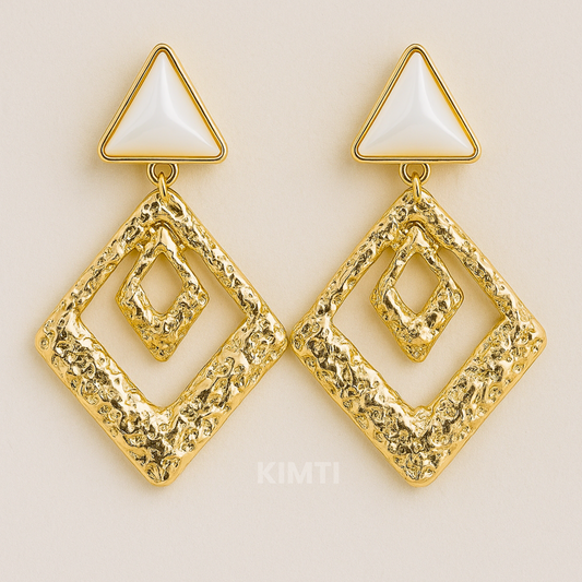 Golden Prism Statement Earrings
