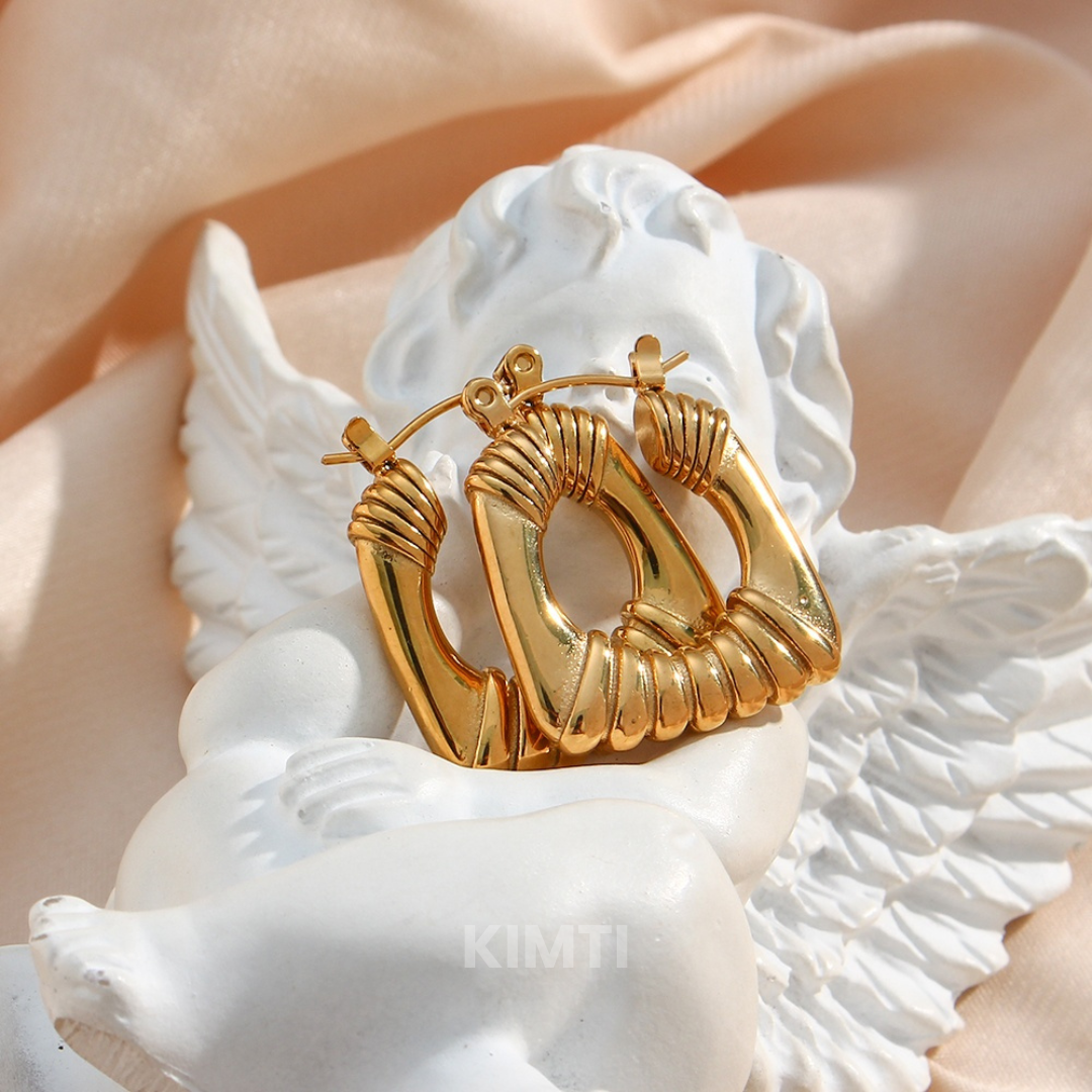 18K Gold Plated Pave Thick Hoop Anti Tarnish Earring