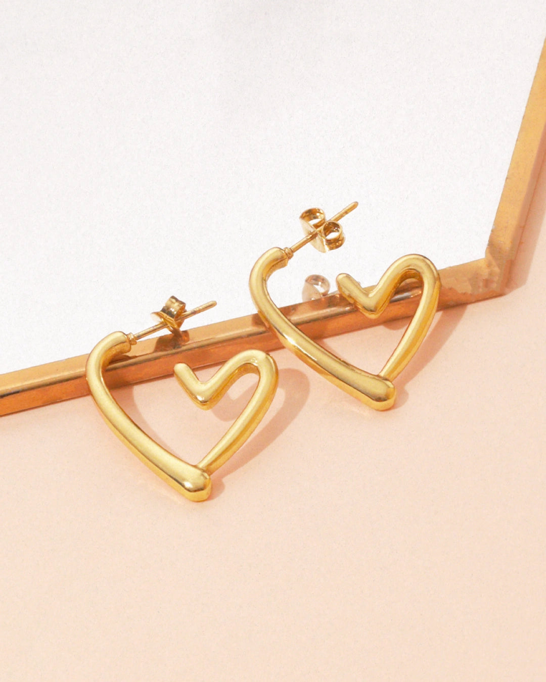 Amorelle 18 K Gold Plated Open Heart Hoops