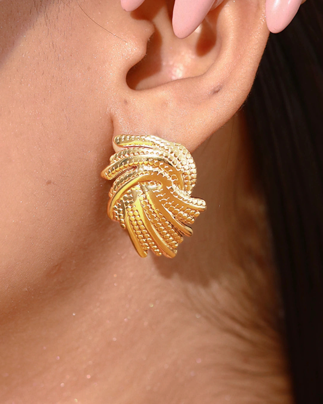 Zephyra 18K Gold Plated Sculpted Studs