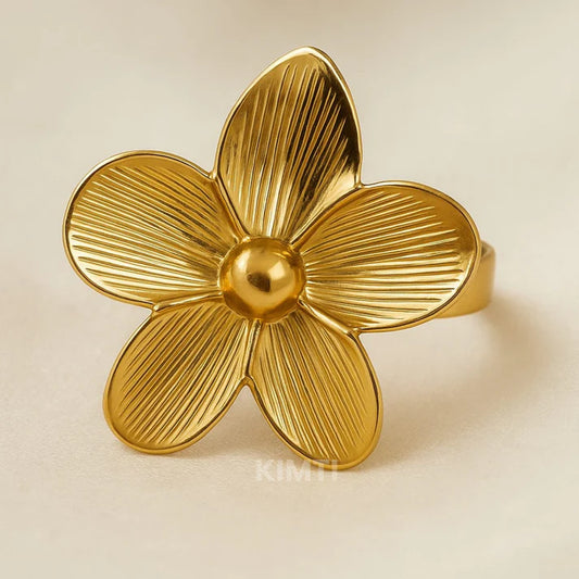 18k Gold Plated Flower Statement Ring
