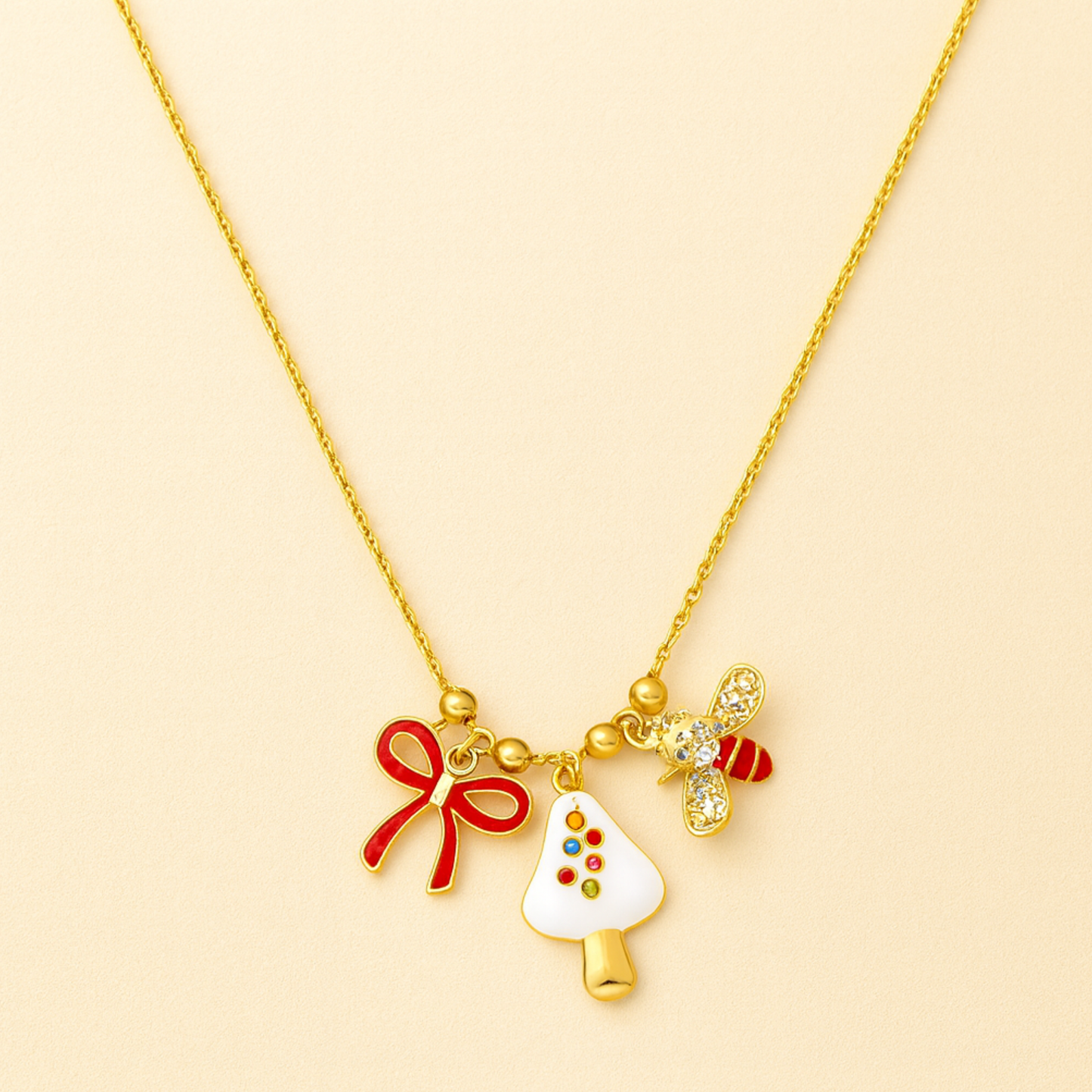 Cute Bee & Bow Anti-Tarnish Necklace