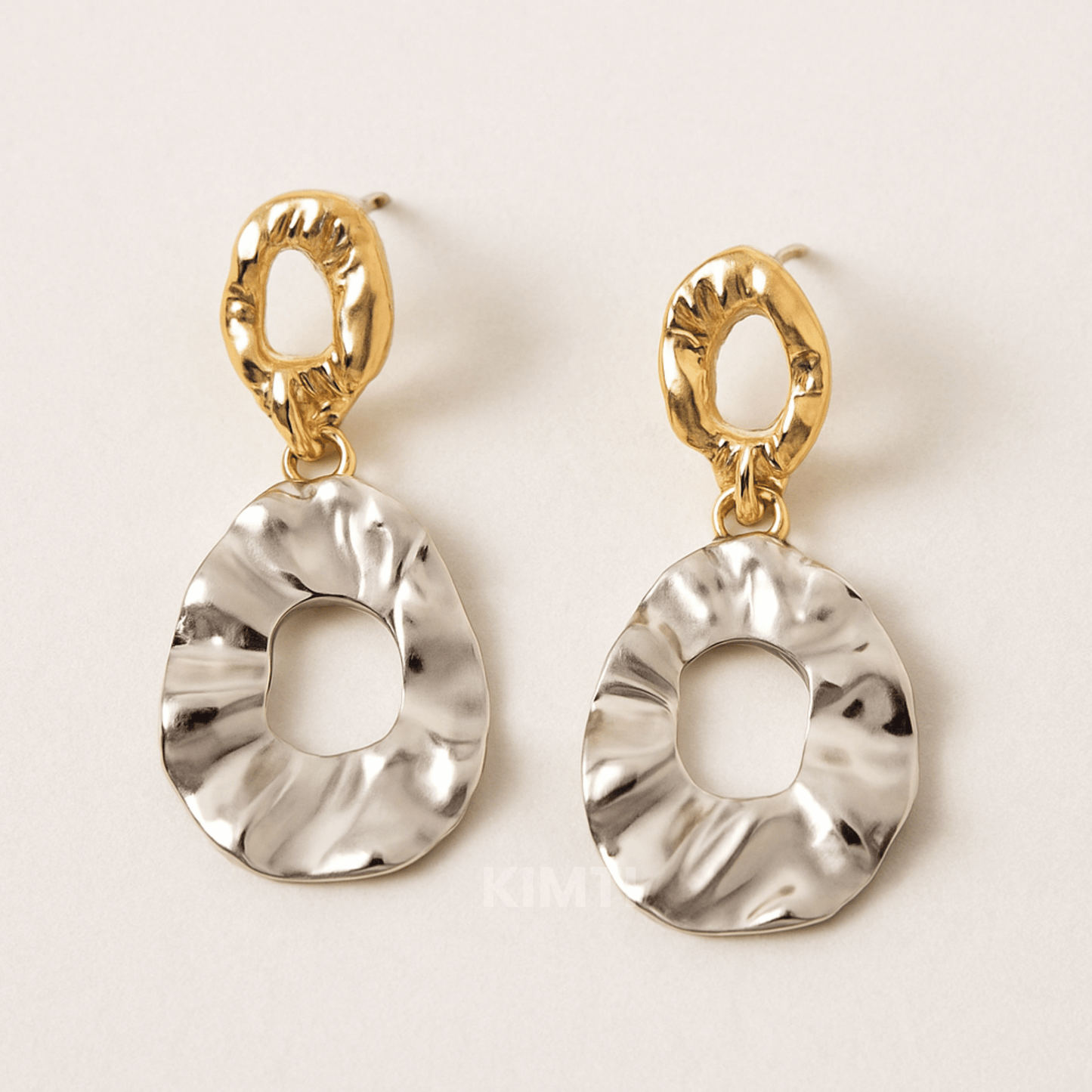 Golden Contemporary Handcrafted Drop Earrings