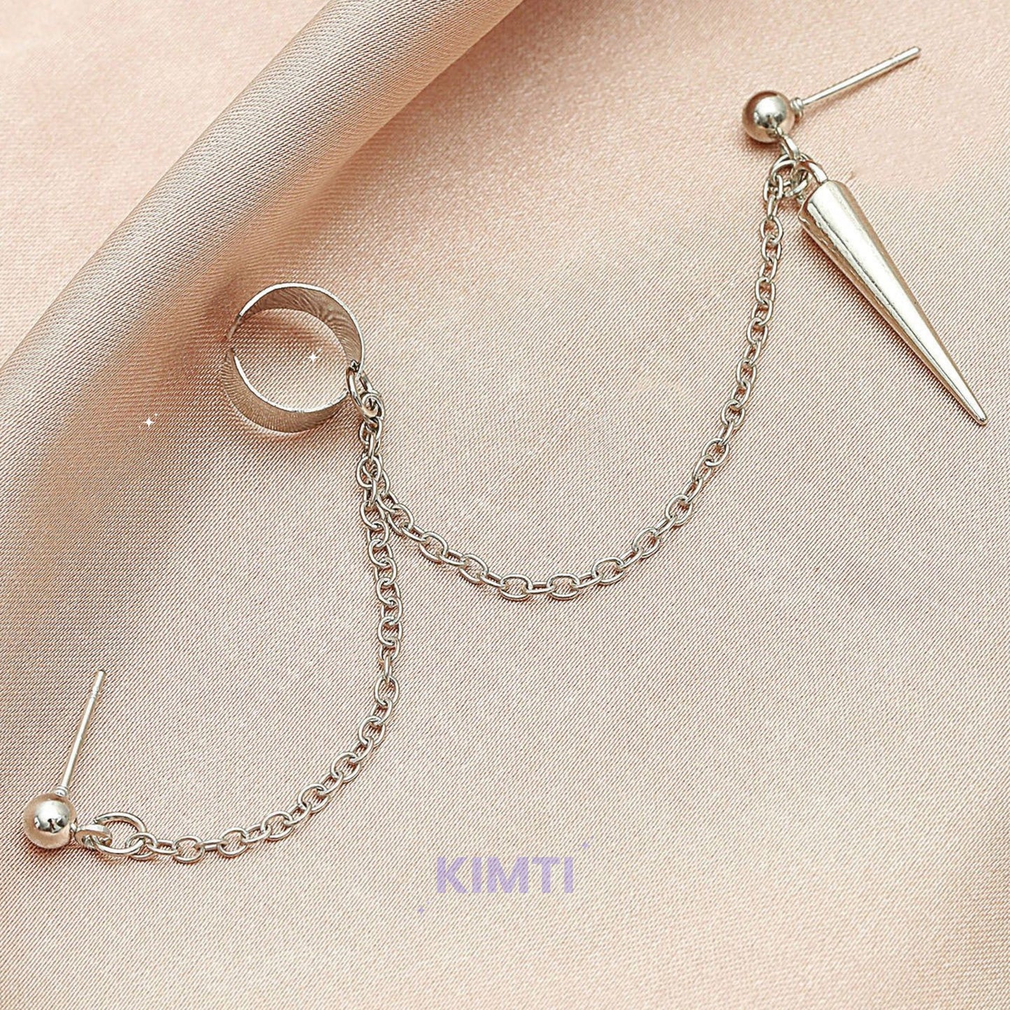 Silver Chain Pointed Ear Cuff Earring
