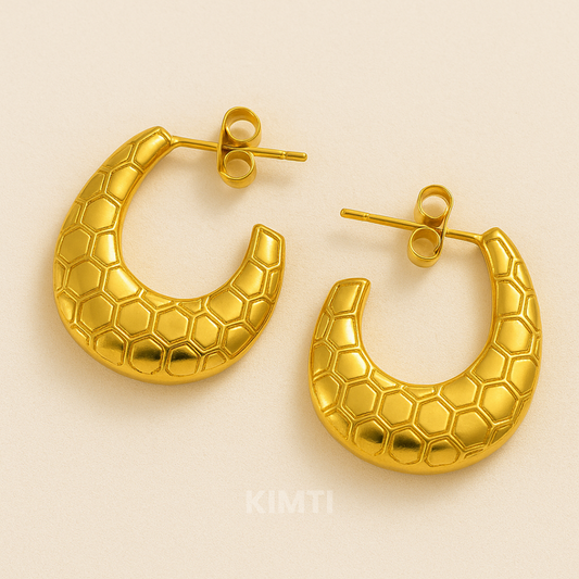 18K Gold Plated Quill Hoop Anti Tarnish Earring