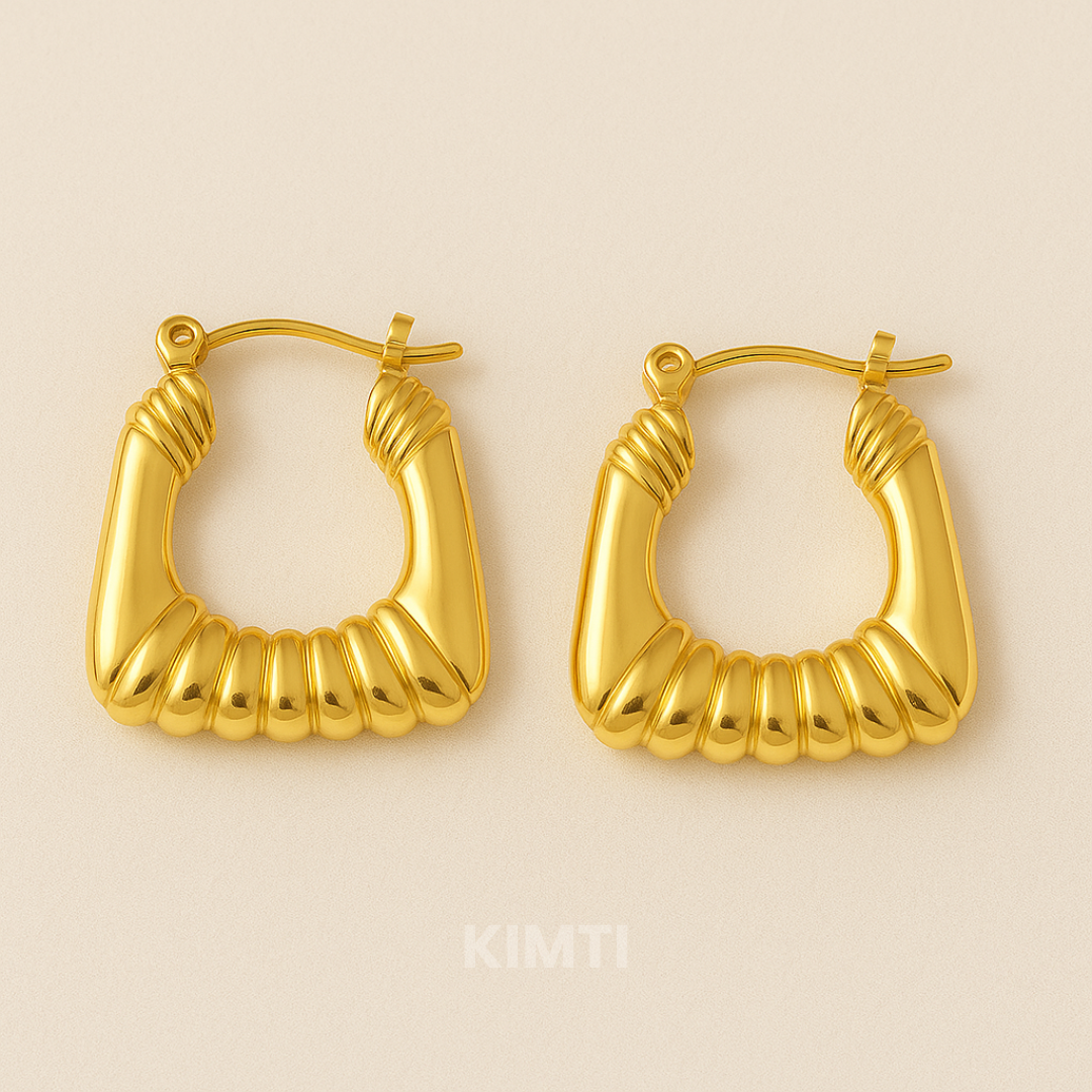 18K Gold Plated Pave Thick Hoop Anti Tarnish Earring