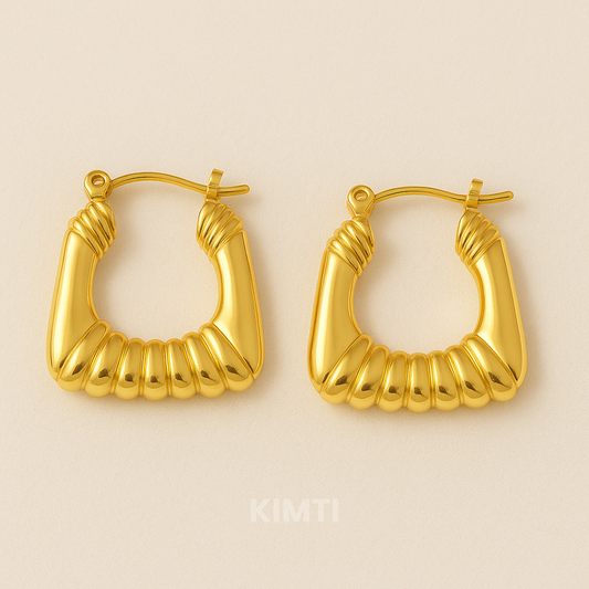 18K Gold Plated Pave Thick Hoop Anti Tarnish Earring