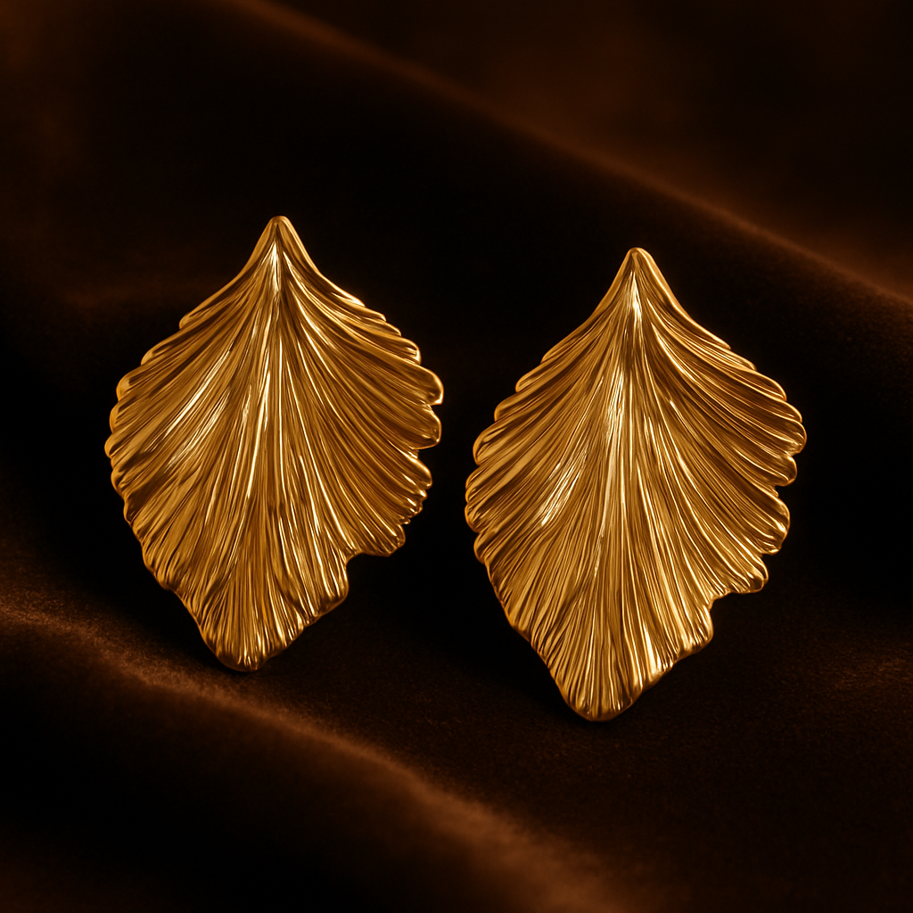18k Golden Leaf Luxe stud earrings