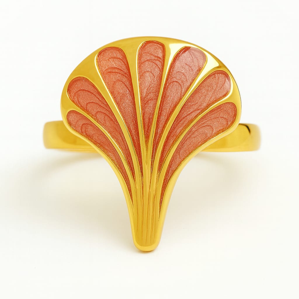 Gold Plated Coral Sunburst Ring