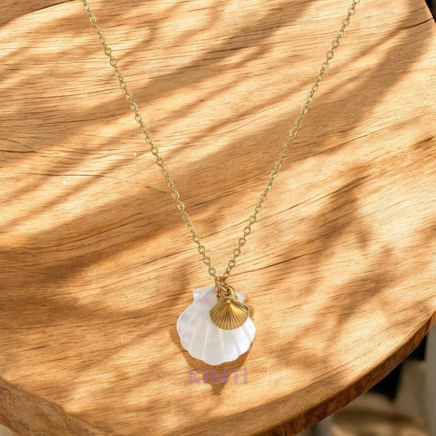 Gold Natural Seashell Cute Design Pendant Anti Tarnish Necklace