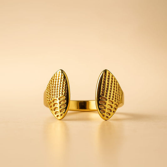 18k Gold Plated Leaf of Light Ring