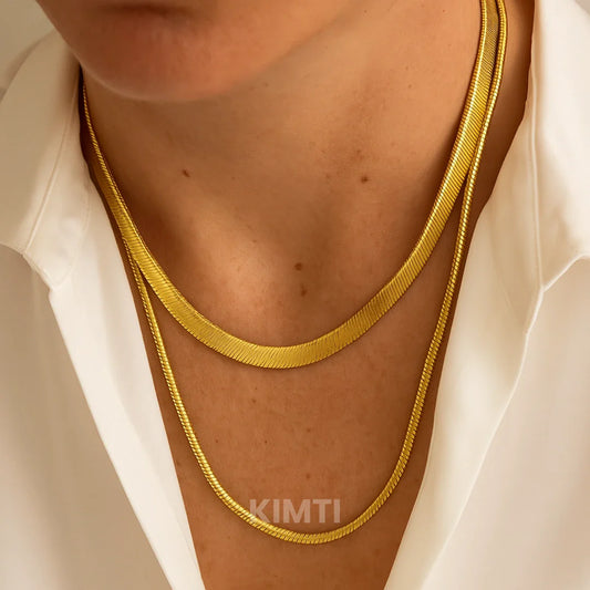Anti Tarnish Dual Layer Snake Chain Necklace