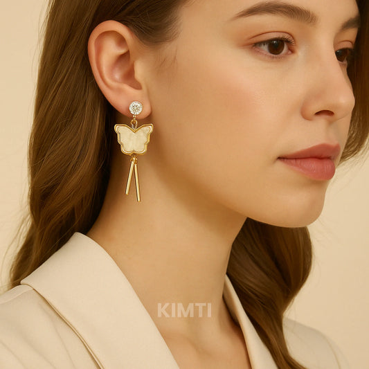 White Butterfly Dangler Drop Earring