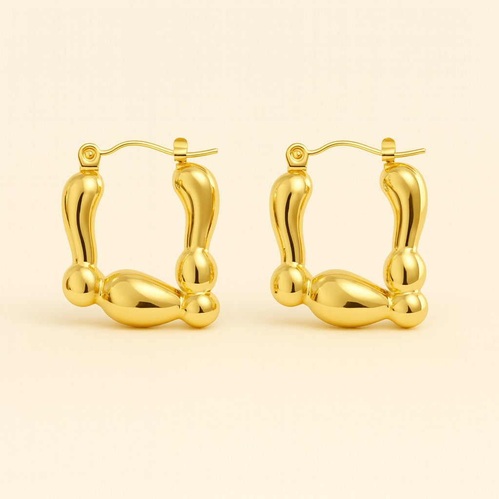 18k gold plated Orbique Hoops earring