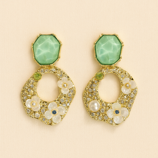 Celeste Mint Florals Drops Earring