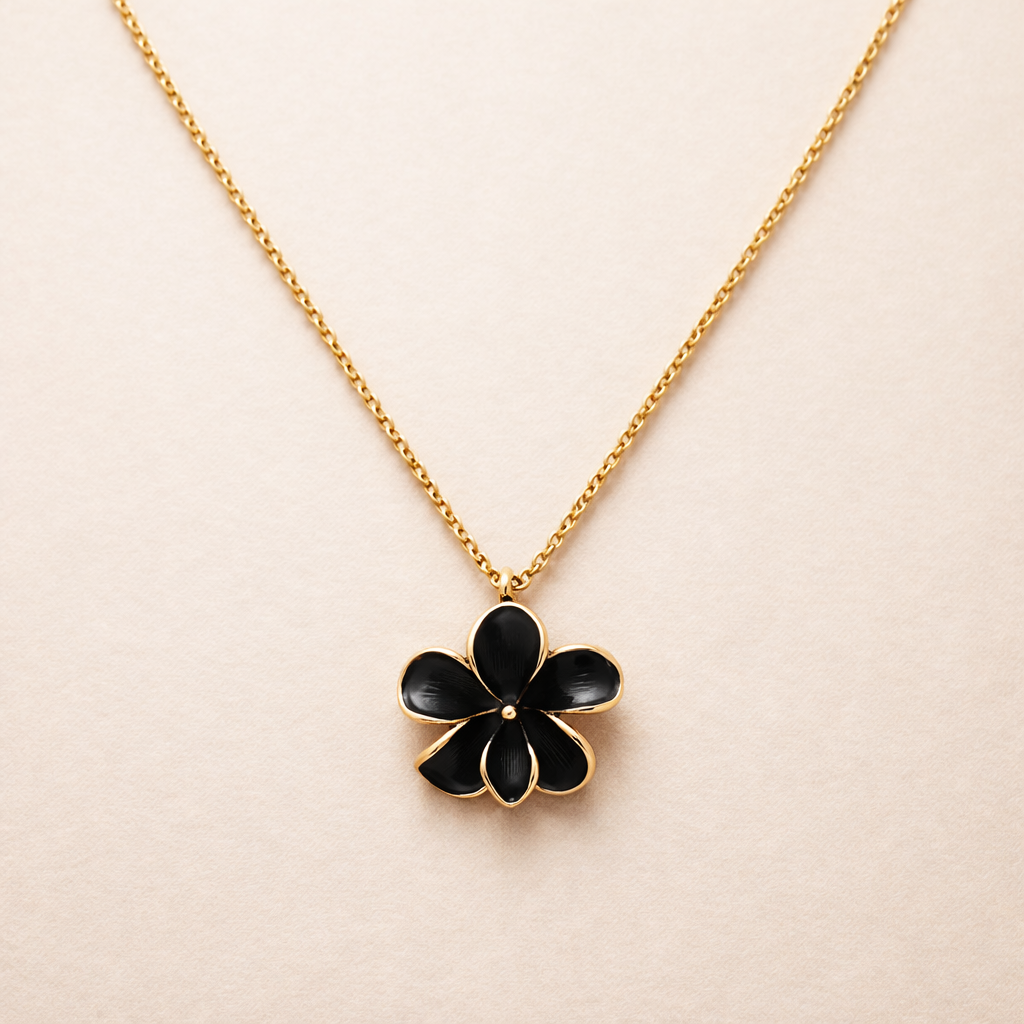 18k Gold Plated Ebon Petals Necklace