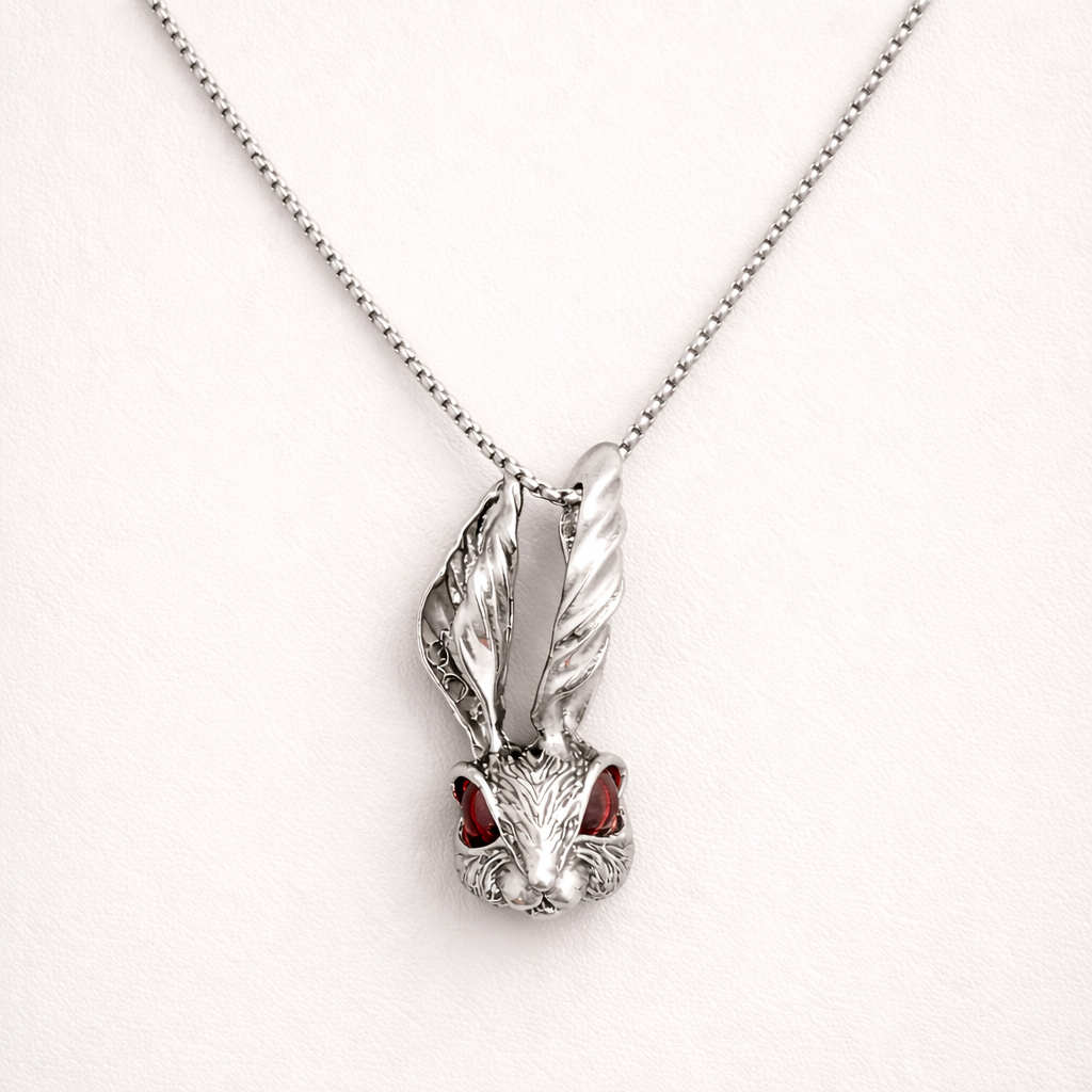 Red Eye Rabbit Head Anti Tarnish Necklace