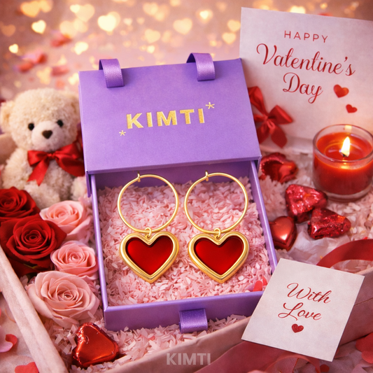 Valentain Shiny Red Heart Earring