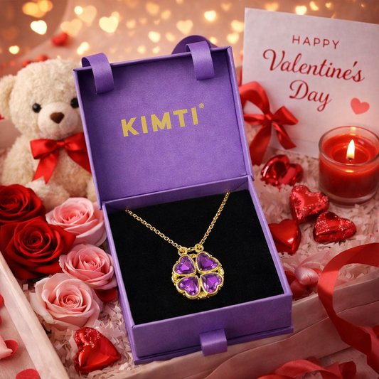 18K Gold Plated Purple Clover Pendant Necklace