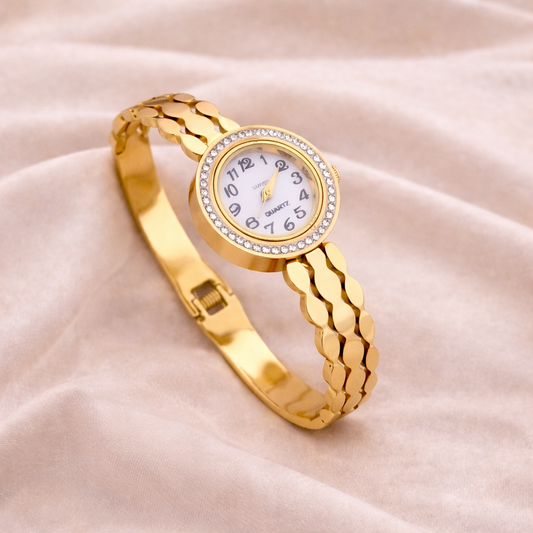 Gold Plated Anti-Tarnish Radiant Bangle Timepiece