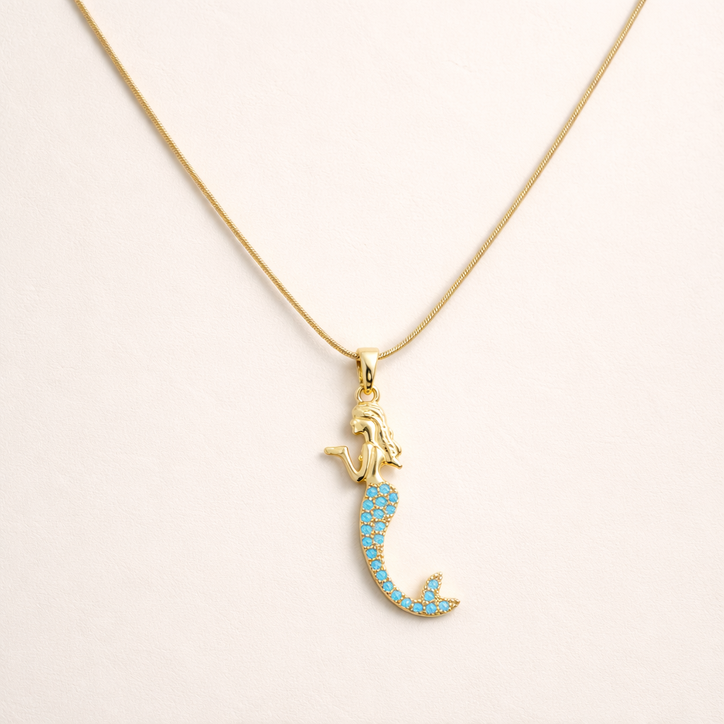 18k Gold Plated Çelik Denizkızı Kolye Necklace