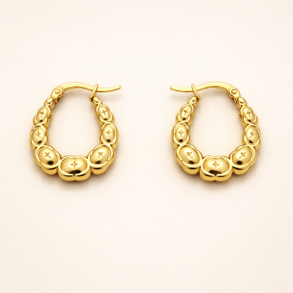 18K Gold Plated Bubble Hoop Earrings