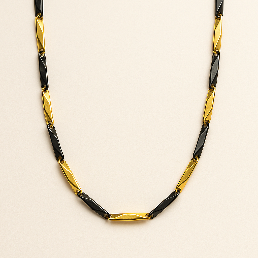 Men-Golden and Black Chain Necklace