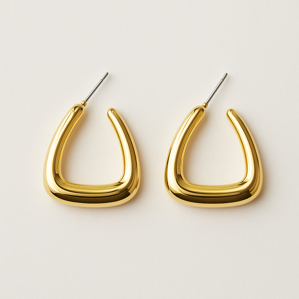 Golden U Shaped Hoops Earrings
