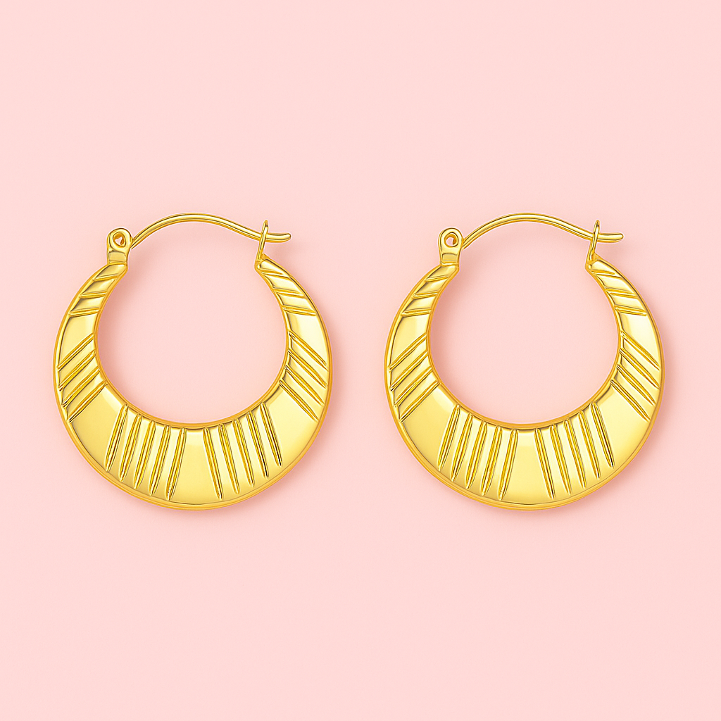 18k Gold Plated Lustre Hoops Earring