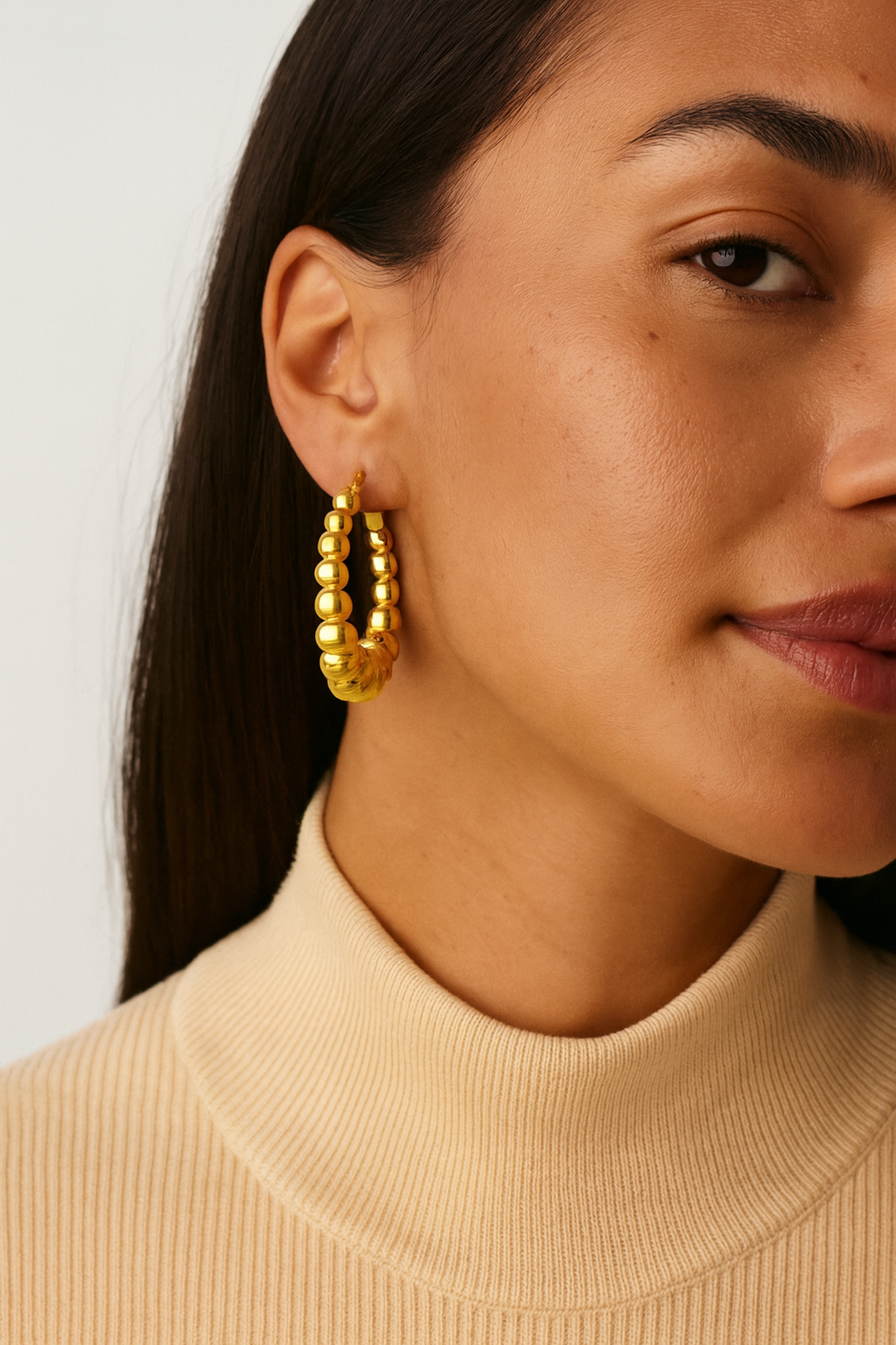 18K Gold Plated Heart layered Hoops Anti Tarnish Earring