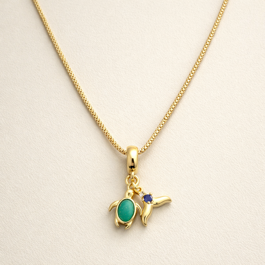 18k Gold Plated Charm Tortuga Baño Oro Necklace