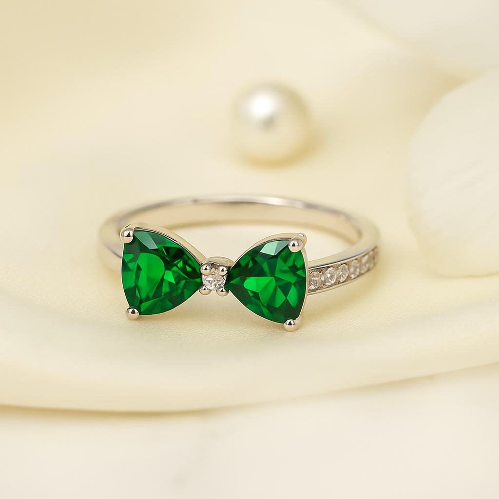 Green Bow AD Silver Ring