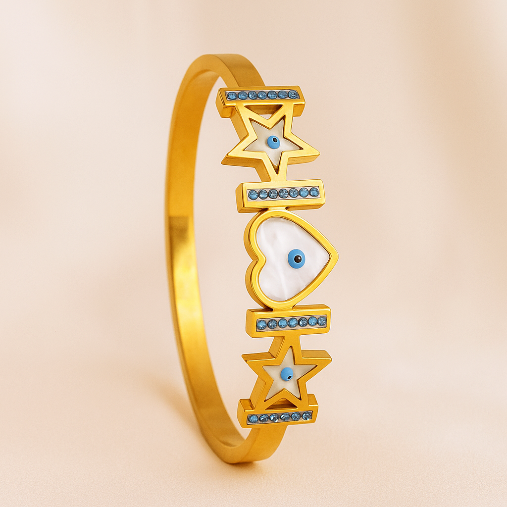 Golden Evil Eye Anti Tarnish Openble Bracelet