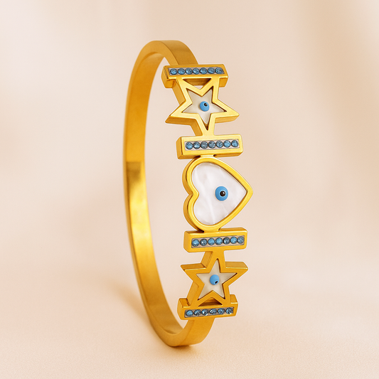 Golden Evil Eye Anti Tarnish Openble Bracelet