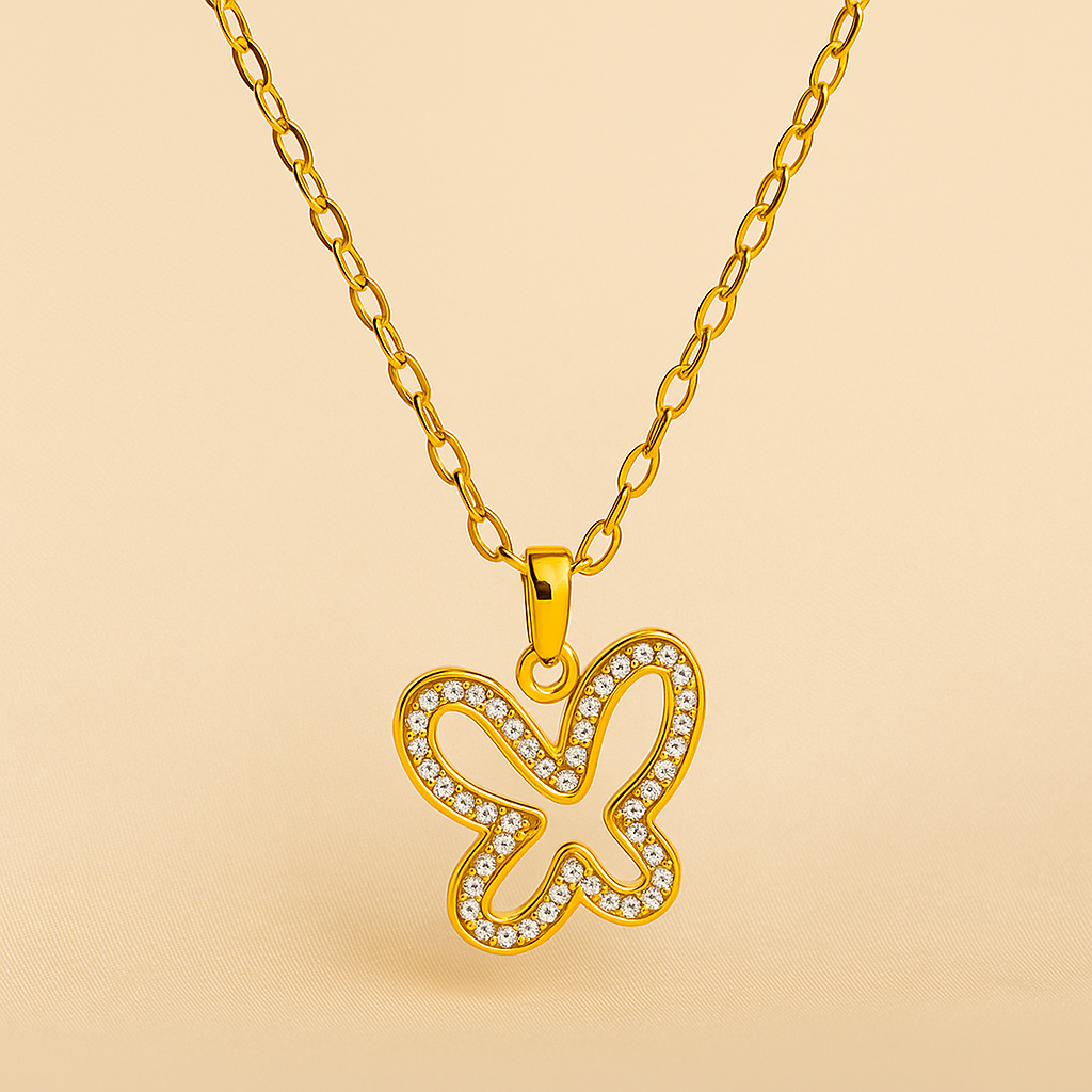 Anti Tarnish Butterfly Pendant Necklace