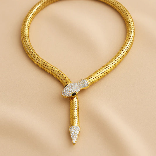 Snake Choker Necklace - Golden