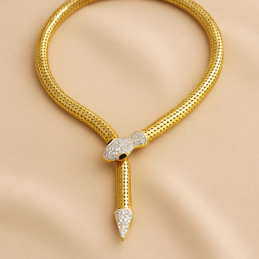 Snake Choker Necklace - Golden